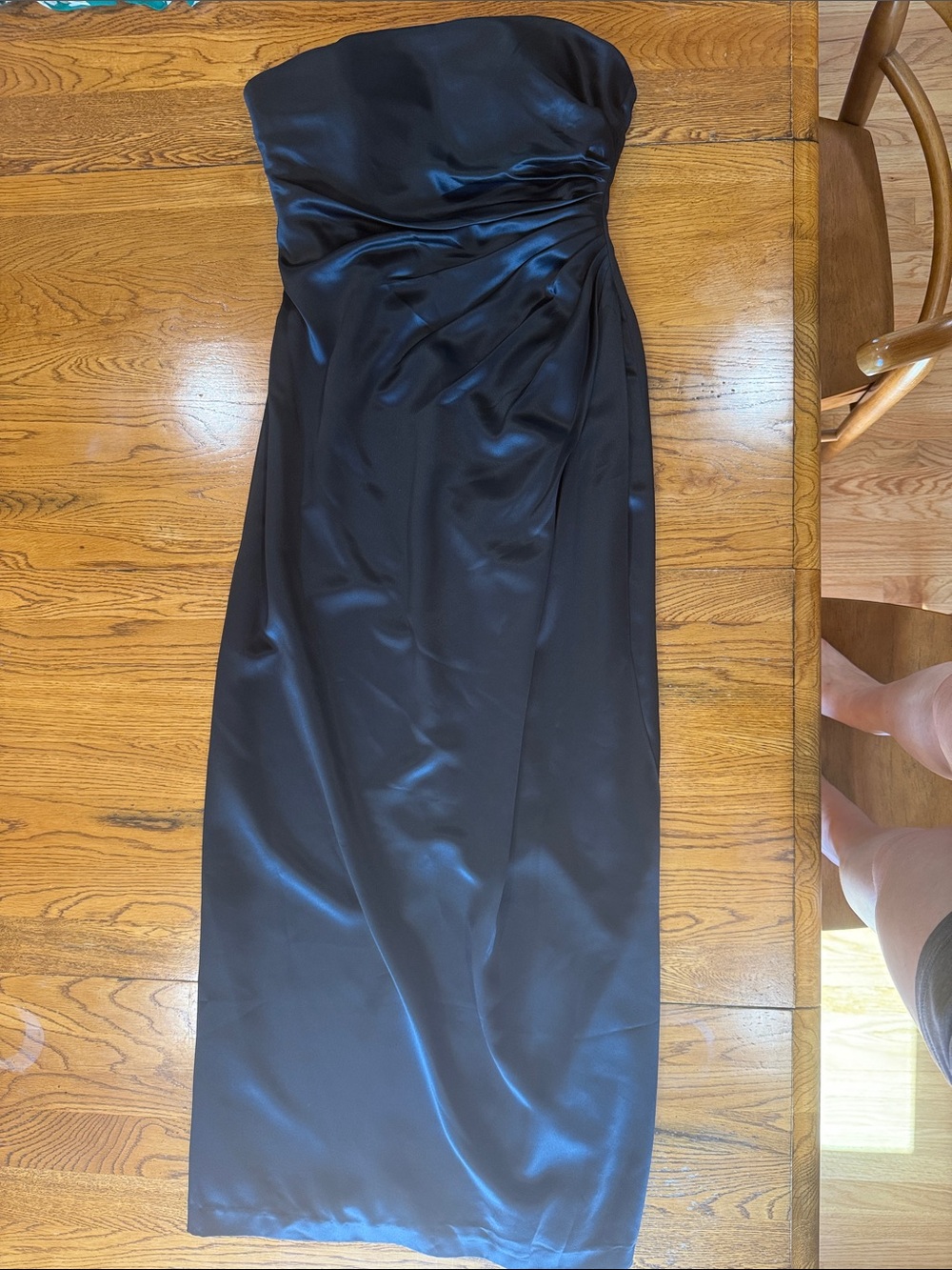 Bill Levkoff Strapless Black Satin Evening Gown